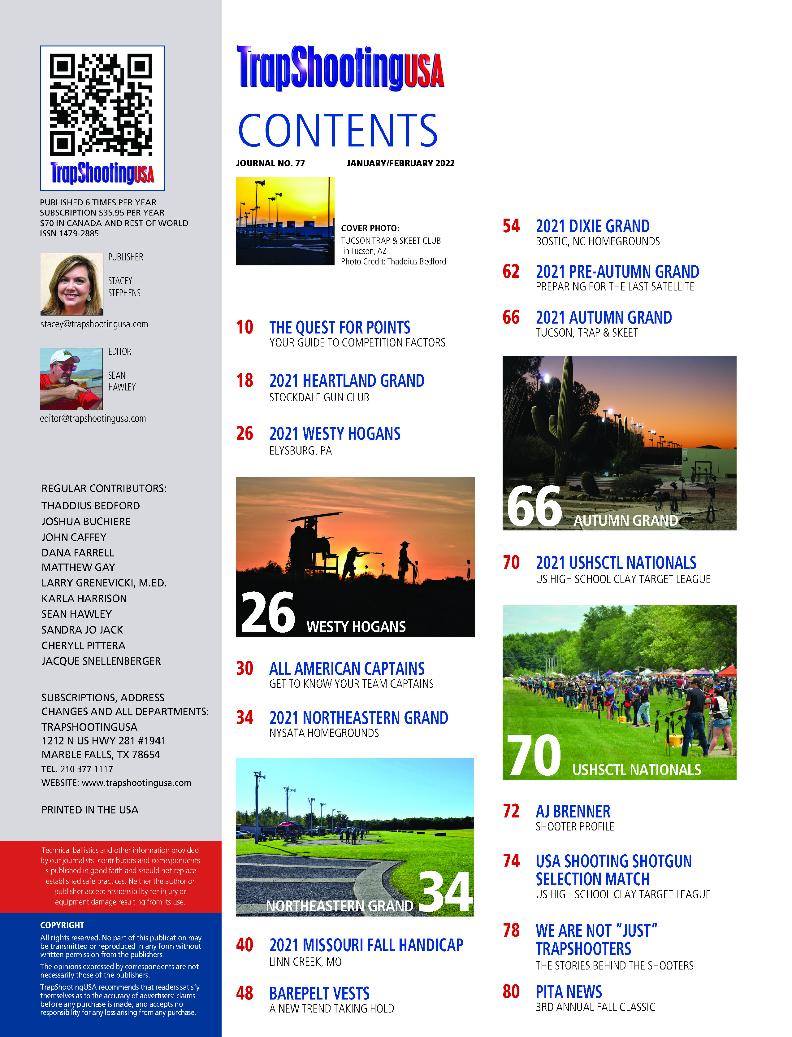 TrapShootingUSA January February 2022 Table of Contents