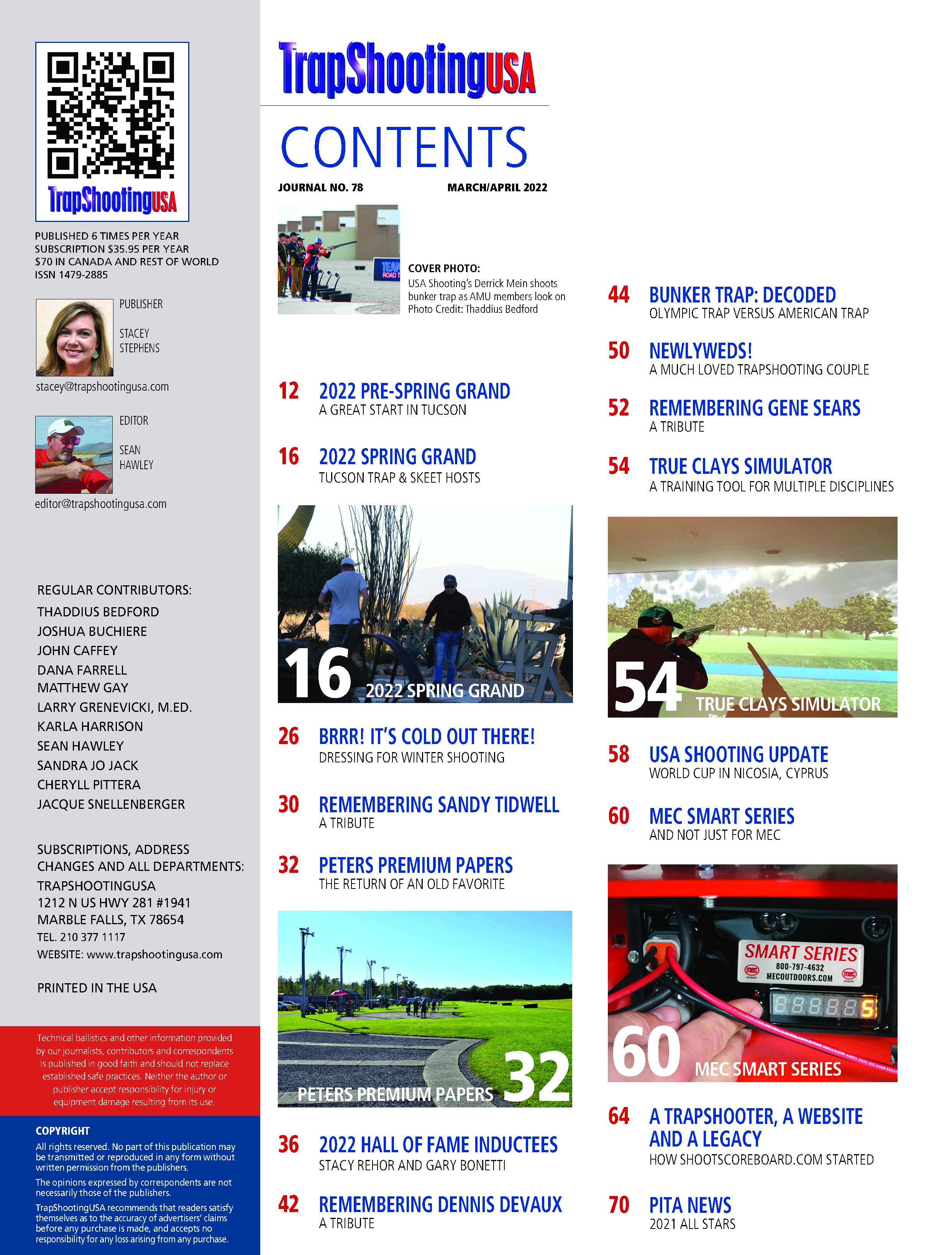 TrapShootingUSA March April 2022 Table of Contents