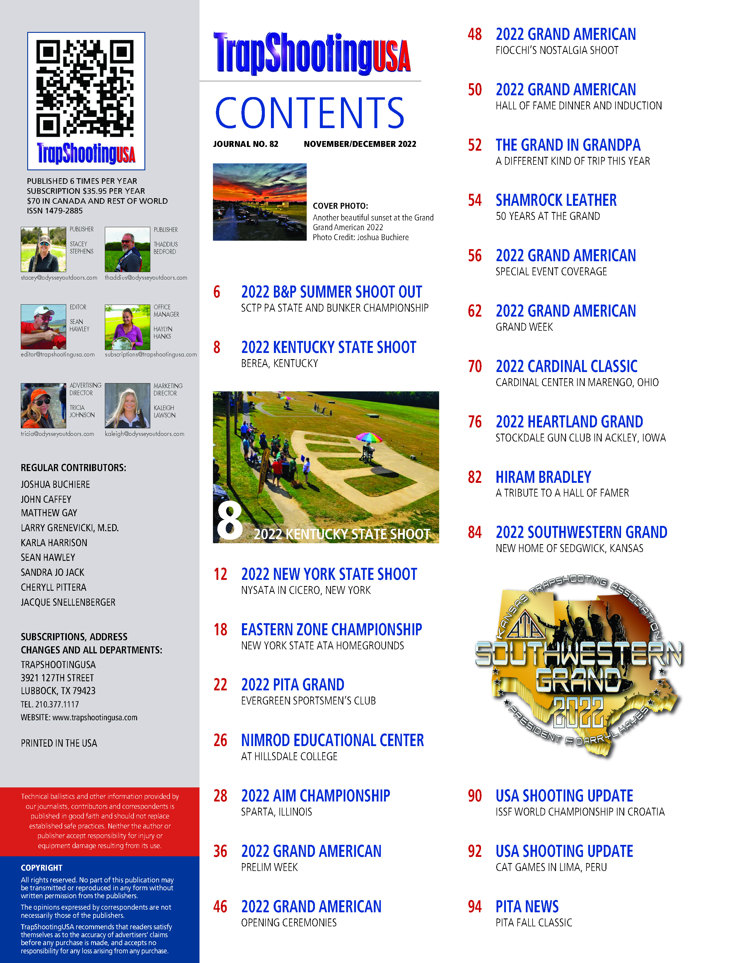 TrapShootingUSA November December 2022 Table of Contents